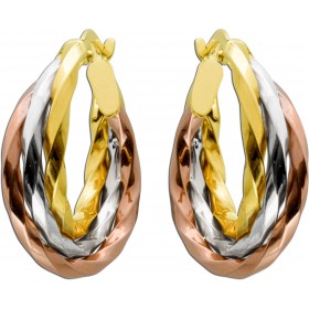 Tricolor DreifarbigCreolen 333 8K Tricolori Gelbgold Weissgold Rosegold