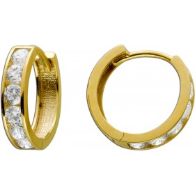 Creolen Gelbgold 585 14 Karat 12  Zirkonia poliert Iced Out 
