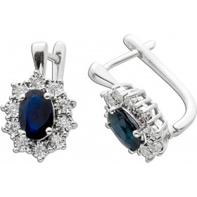 Saphir Ohrringe Weißgold 585 14K Diamanten Natur Edelsteine