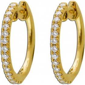 Brillant Creolen Gelbgold 750 18K Diamanten 0.28ct TW VSI