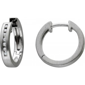 Brillant Platin 950 Klappcreolen 15mm Natur Diamanten 0.09ct 