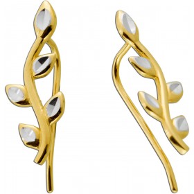 Ohrhänger Gelbgold Weißgold 333 8K Bicolor Blatt Design