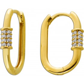Creolen 17mm Gelbgold 333 8 Karat weiße Zirkonia oval