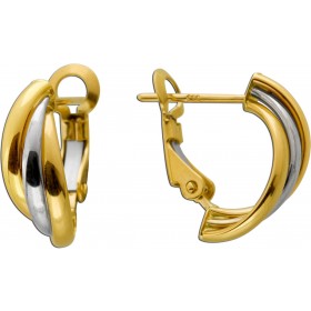 Bicolor Creolen Gelbgold Weißgold 585 14K Klappscharnier 