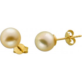 Perlenohrstecker Gelbgold 585 14K goldene Südseeperlen 10mm
