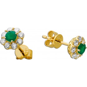 Smaragd Ohrstecker Gelbgold 585 14K grünen Edelsteine Brillanten