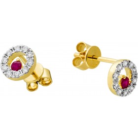 Happy Lady Rubin Ohrringe Gold 585 14K Diamanten Natur Edelsteine