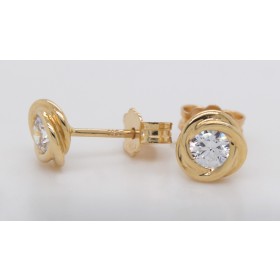 Ohrstecker Gelbgold 585 14 Karat weiße Zirkonia Steine 