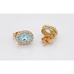 Blautopas Ohrringe Gold 585 14K Natur Edelsteine Zirkonia