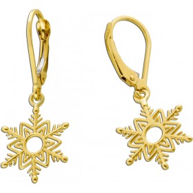 Ohrhänger Gelbgold 585 14 Karat Schneeflocken Design 
