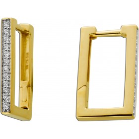 Brillant Hoops Creolen Gelbgold 585 14K 24 Diamanten 0.16ct 