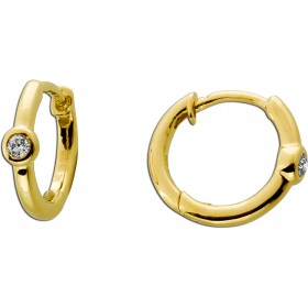 Diamant Creolen Gelbgold 585 14K 2 Brillanten 0.04ct TW 