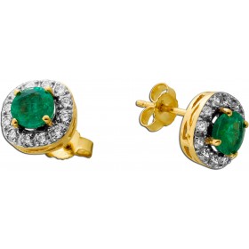 Smaragd Ohrstecker Gold 585 14K grüne Edelsteine Lab Grown Diamanten