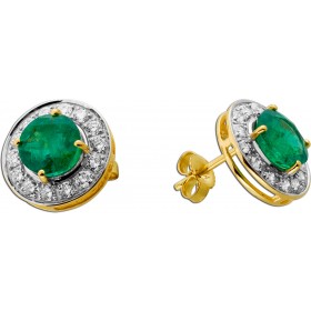 Smaragd Ohrringe Gold 585 14K Natur Edelsteine Lab Grown Diamanten