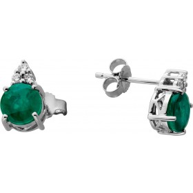 Smaragd Ohrstecker Weißgold 585 14K grüne Edelsteine Lab Grown Diamanten 
