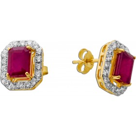 Rubin Ohrringe Gold 585 14K Natur Edelsteine Lab Grown Diamanten