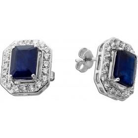 Saphir Ohrringe Weißgold 585 14K Natur Edelsteine Lab Grown Diamanten 