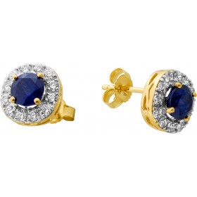 Saphir Ohrringe Gold 585 14K Natur Edelsteine Lab Grown Diamanten