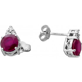Rubin Ohrringe Weißgold 585 14K Natur Edelsteine Lab Grown Diamanten
