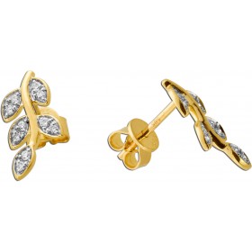Brillant Blatt Ohrringe Gold 585 14K Natur Diamanten 0.16ct