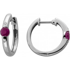 Rubin Creolen Platin 950 Diamanten 0.05ct Natur Edelsteine