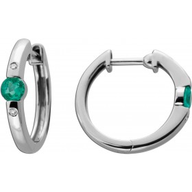 Smaragd Creolen Platin 950 Diamanten 0.05ct Natur Edelsteine