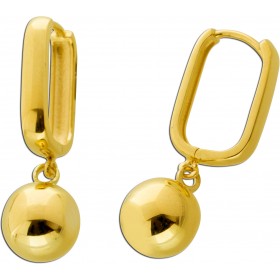 Ovale Creolen Kugel Anhänger Gold 585 14K