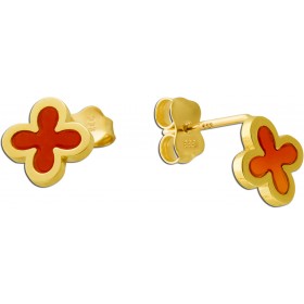 Kleeblatt Ohrstecker Gold 333 8K roter Natur Karneol