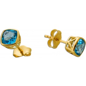Topas Ohrstecker Gold 585 14K hellblaue Swiss Blautopase 2.64ct 