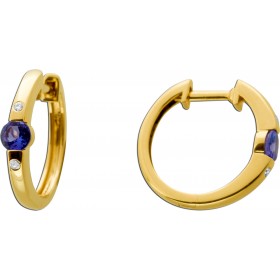 Tansanit Creolen Gold 585 14K blaue Edelsteine Natur Diamanten 0.03ct