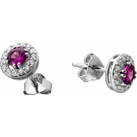 Diamant Ohrringe Platin 950 Natur Rhodolite 0.50ct Lab Grown Diamanten