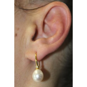 Perlen Ohrringe Gold 585 Natur Diamanten 0.032ct Süßwasserperlen