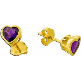 Herz Ohrstecker Gold 585 14K nat Amethyst Edelsteine 0.80ct
