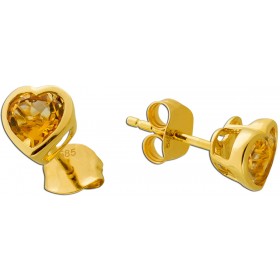 Herz Ohrstecker Gold 585 gelbe natürliche Citrine 