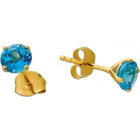 Blautopas Ohrstecker Gold 585 14K nat Swiss Bluetopase 2.07ct 