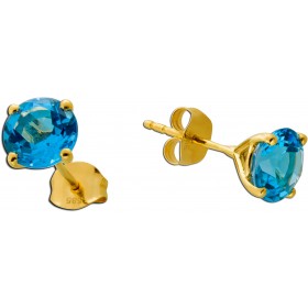 Blautopas Ohrstecker Gold 585 14K nat Swiss Bluetopase 4.68ct