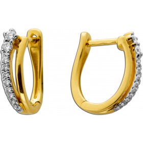 Ovale Creolen Gold 585 14K Natur Diamanten 0.20ct