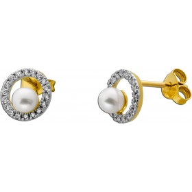 Brillant Ohrstecker Gold 375 9K Süßwasserzuchtperlen Lab Grown Diamanten
