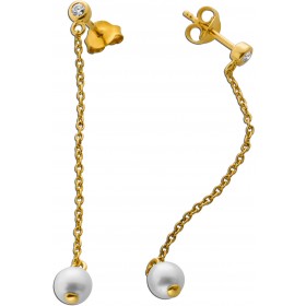 Perlen Ohrstecker Gold 585 14K Natur Diamanten Süßwasser Zuchtperlen