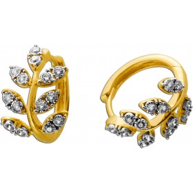 Diamant Creolen Gold 585 14K Natur Diamanten 0.33ct Lorbeerblatt