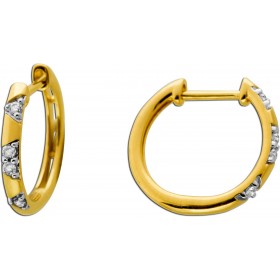 Diamant Creolen 13mm Gold 585 14K Brillanten 0.08ct 