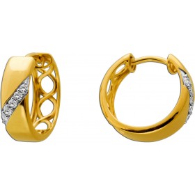 Brillant Creolen 15mm Gold 585 14K Brillanten 0.10ct