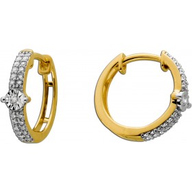 Diamant Creolen 13mm Gold 585 14K Diamanten 0.15ct