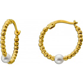 Perlen Creolen Gold 333 8K Süßwasser Perlen 3.9mm