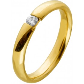 Vorsteckring Gelbgold 585 14 Karat Solitär Diamant 0.10ct W SI