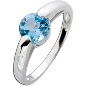 Blautopas Solitäring Weißgold 333 8 Karat hellblauer Edelstein 