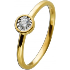 Solitärring Gelbgold 585 14 Karat Diamant 0.10ct W SI 