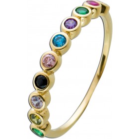 Damen Ring Gelbgold 333 8 Karat bunte Zirkonia Edelsteinlook