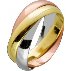 Tricolor Dreifach Ring im Ring 333 8 K Gelb-Weissgold Rosegold Trinty