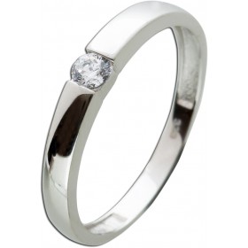 Solitär Ring Weißgold 375 9 Karat weißer Zirkonia Verlobungsring 